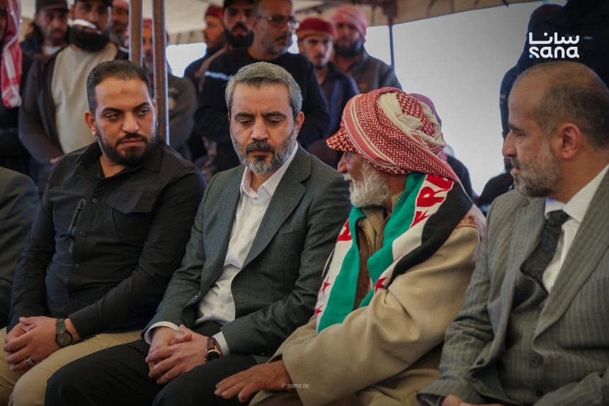 الشيباني يعزي ذوي ضحايا الغارات الأردنية على قرية الطف بريف درعا
